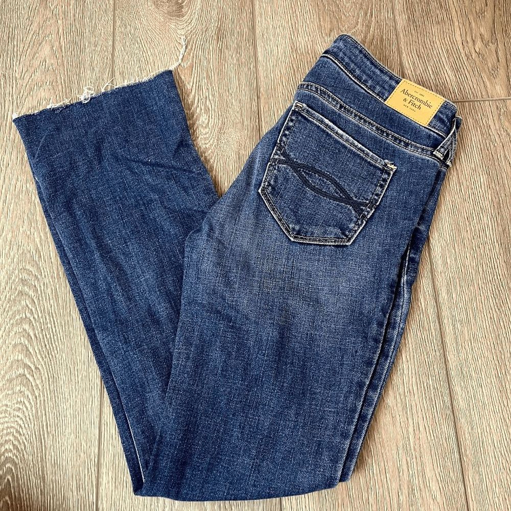 Abercrombie & Fitch Boot Blue Raw Hem Jeans Size 2